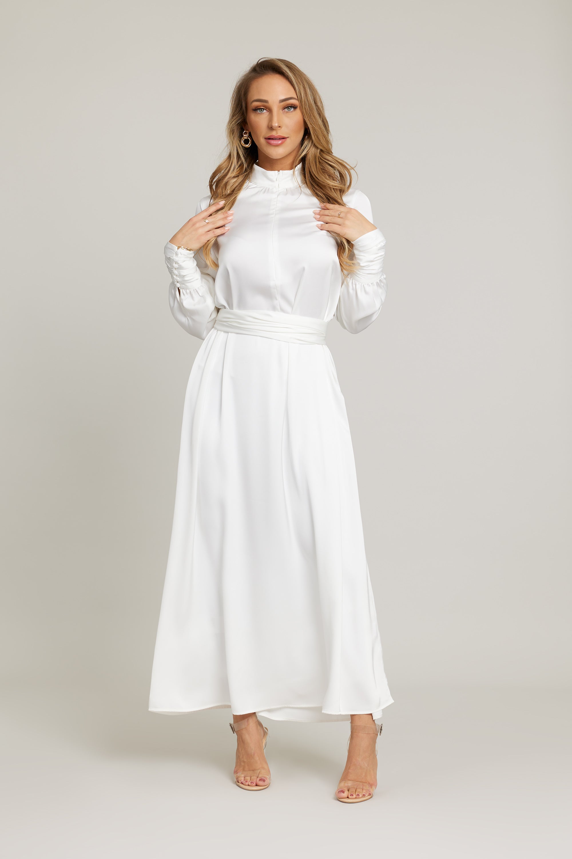 NAKHAL SATIN DRESS - WHITE